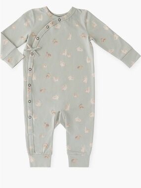 Pehr little snap front stretch organic cotton romper hoppy bunny print